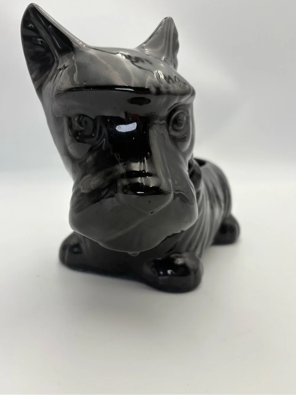 Vintage Black Ceramic Scottie Dog Planter - MCM Beauty